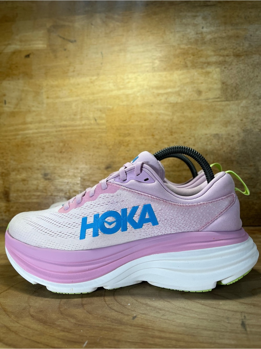 Hoka One One Bondi 8 REFLECTIVE Womens Size 8 Running Shoes Sneakers Pink Blue - Picture 4 of 13